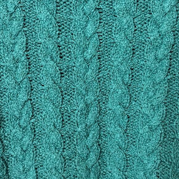 Peruvian Connection Cable Knit Flare Waist Sweater - Green - Women's Medium - Picture 4 of 7